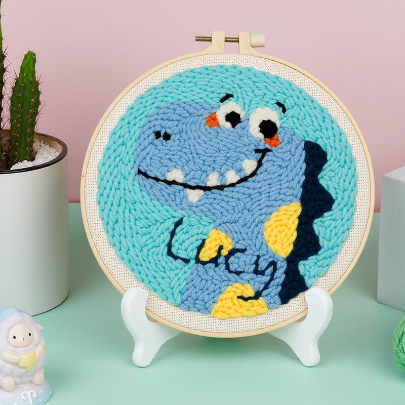 Russian DIY Punch Needle Embroidery Kit: Includes Yarn, Needle, Latch Hook, & Hoop for Knitting & Ornament Crafting