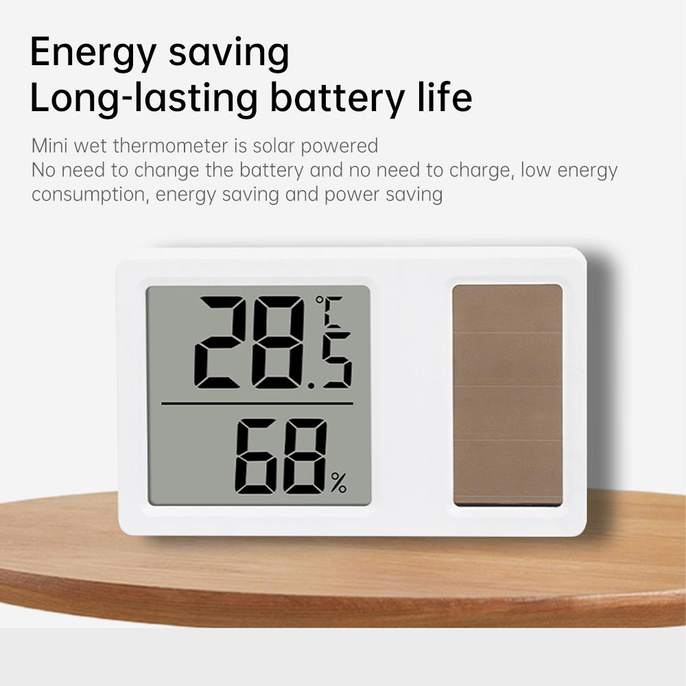 -10~50℃ Solar Elektronisches Digitales Temperatur- und Feuchtigkeitsmessgerät Thermometer Temperaturdetektor 10~95%RH für Innen Büro