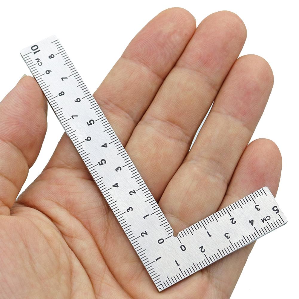 2 Stück Mini-Rechtwinkliges Lineal Edelstahl-Winkelmesser 90-Grad-Drehlineal Präzisions-Bauwinkel Mini-Rahmenlineal