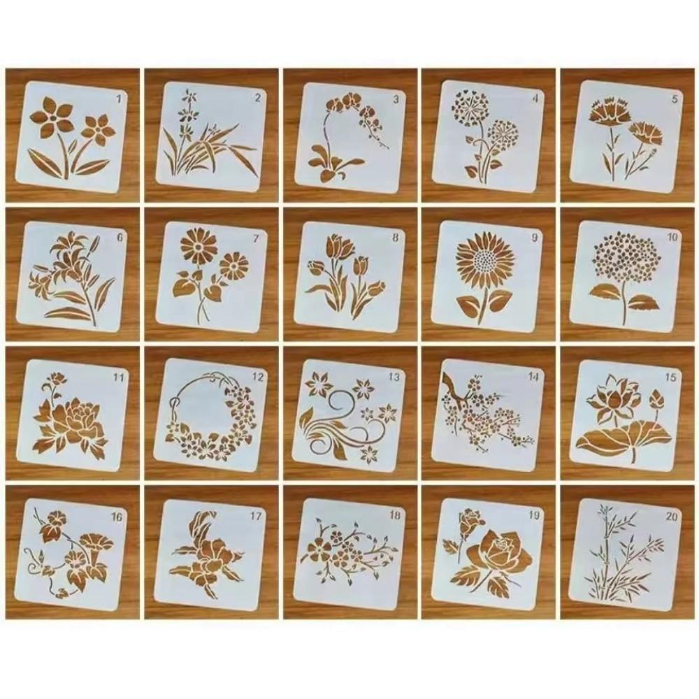 Painting Stencils Reusable Stencil Art Template Assorted Drawing Templates Decorative Leaf Floral Stencils