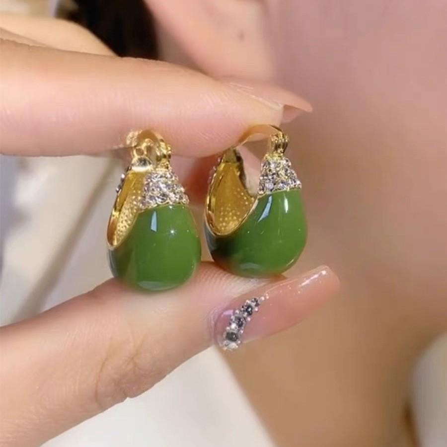 

Зеленые серьги-каффы с глазурью-подтеками: Универсальные роскошные серьги в гонконгском стиле 2024 года для женщин зелёный