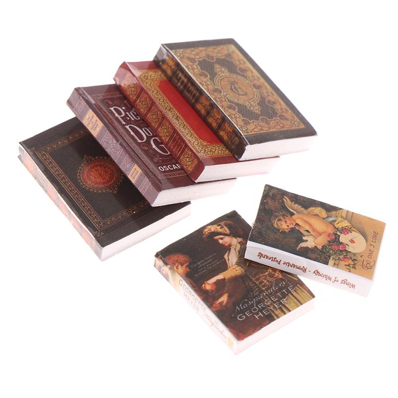 6Pcs/Set 1/12 Dollhouse Miniature Book Model Notebook Doll House Furniture Decor