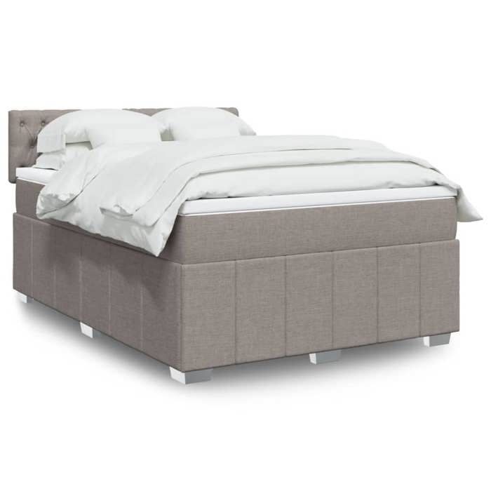 VidaXL Slatted Bed Base with Mattress Taupe 160x200 Cm Fabric 3289430