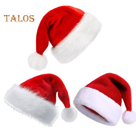 Unisex Christmas Santa Hat Extra Large And Thick New Year Party Beanie Contrast Color Elastic Thick Plush Decor Santa Cosplay Adult Holiday Headgear