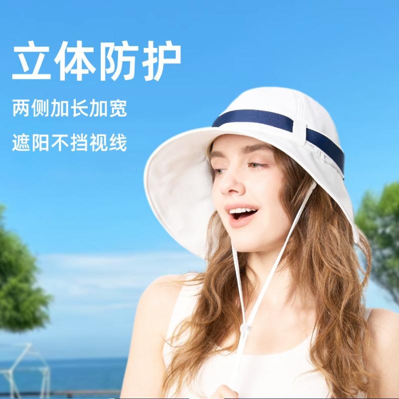 New Sunscreen Cool Bucket Hat Women's Summer UV Protection Big Brim Show Face Small Splash-proof Outdoor