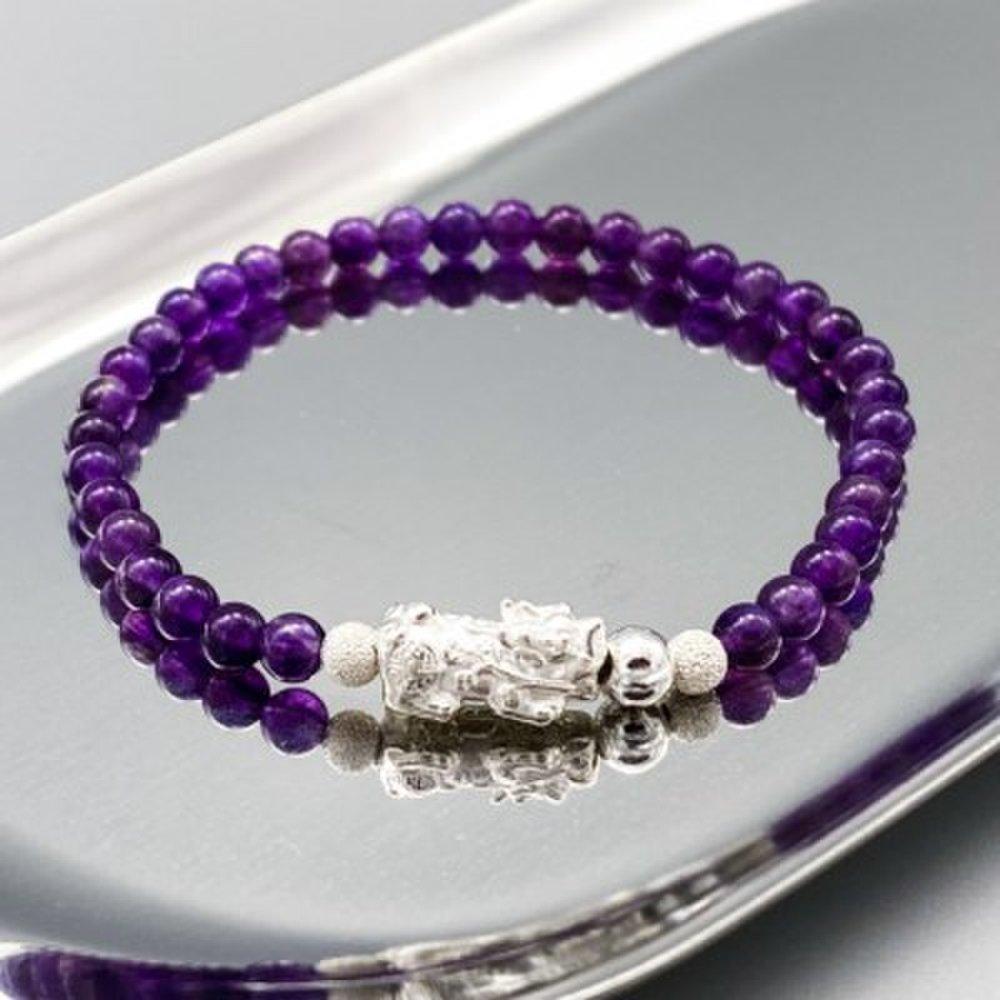 Silver Amethyst Gemstone Bracelet with a Silver Ball from the Witch's Workshop