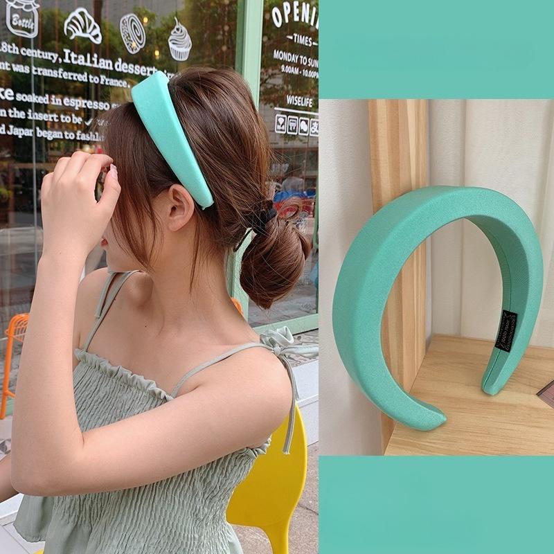 Candy-Colored Heightening Sponge Wide-Brimmed Headband Korean Version Candy-Colored Face Wash Hairband Women's Hair Accessories