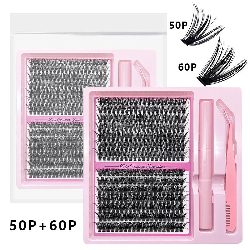 30D40D100D Segmented False Eyelashes Natural Dense Curled Single Cluster Self-Adhesive Eyelash Set