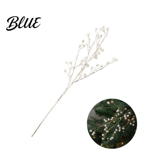 Parties Tree Picks Faux Crystal Christmas Picks Artificial Branch with Clear Beads Fake Pearls Xmas Stem Vase Filler for Home Winter Holiday Party
