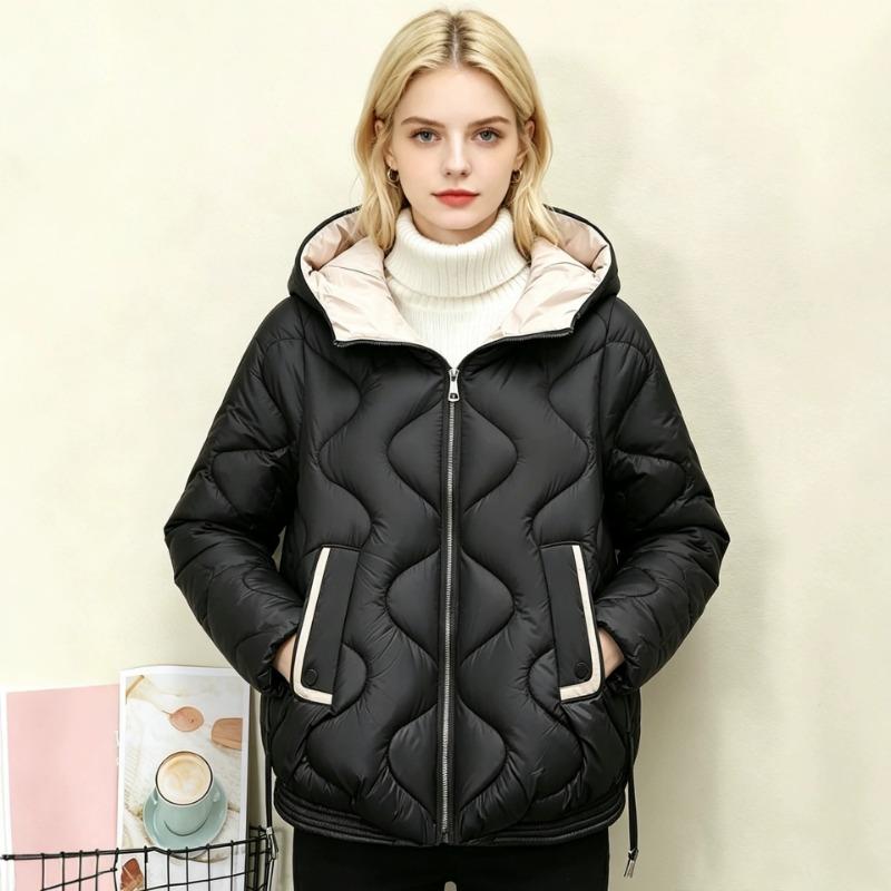 Women S Short Hooded Cotton Padded Winter Casual Coat