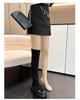 Wide Fit Over-the-Knee Elastic Sheepskin Velvet Boots, Plus Size for Autumn/Winter with Thick Sole.