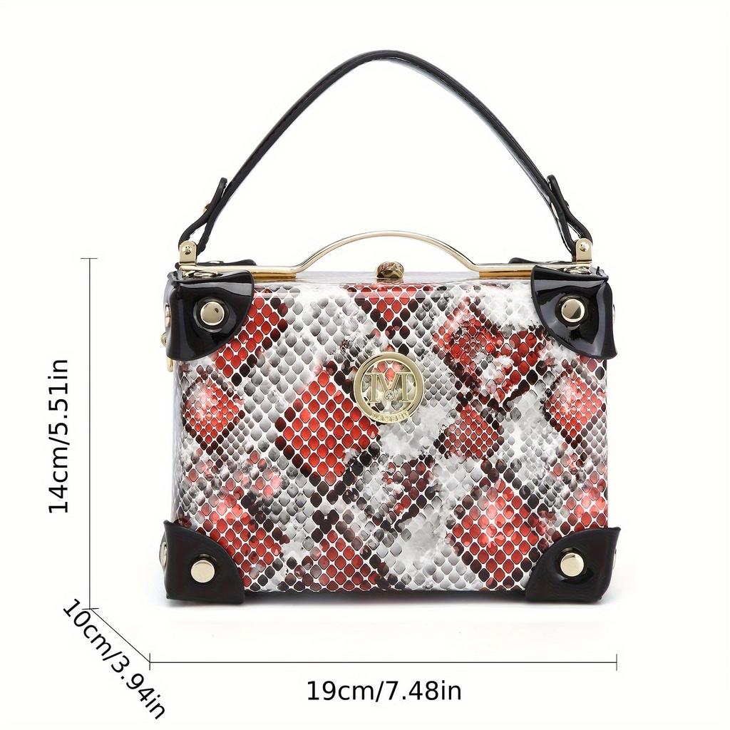 Bags Snake Pattern Trendy Bag 2025 New European and American Fashion Retro Texture Women's Handbag Shoulder Box Bag PU