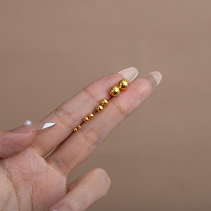 3/4/5/6Mm Classic Titanium Steel Dot Ball Stud Earrings Unisex Gold Color Stackable Simple Women'S Jewelry Christmas Gifts