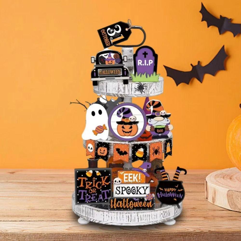 Halloween Tiered Tray Decor Set Cute Farmhouse Halloween Decor  Party Supplies