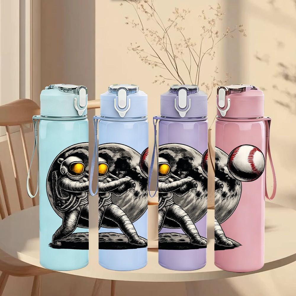 1PC Robot Baseball Character 750ml Color Plastic Sports Water Bottle Leakproof Flip Straw Lid Suitable for Sports Office Home Use