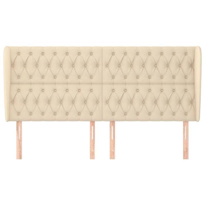 VidaXL Tête de lit avec oreilles Crème 183x23x118-128 cm Tissu3118311