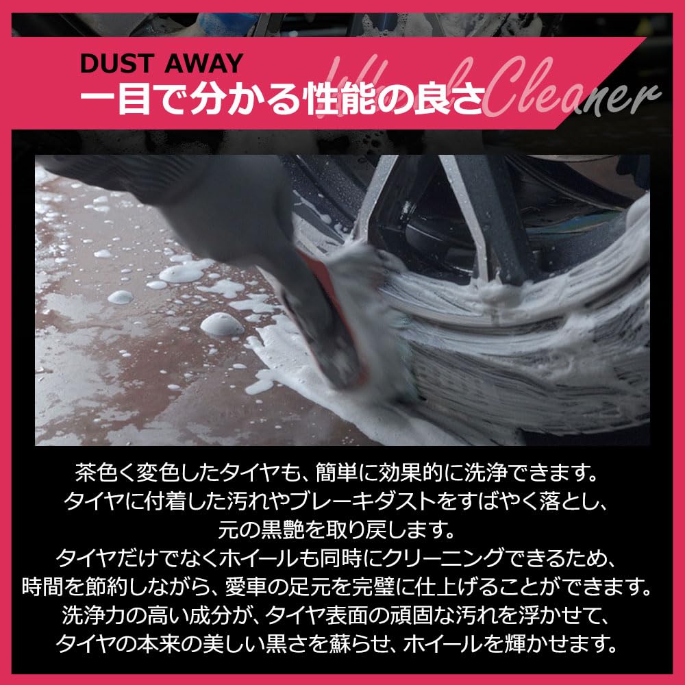 GLOSSBRO Dust Away Safely Removes Stubborn Dirt from Wheels and Alkaline Wheel Tire Cleaner with Powerful Cleaning Power and Candy Car Car Wash Car