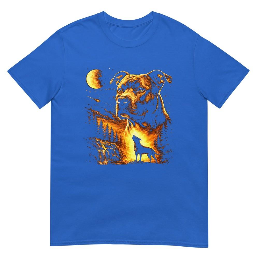 Pitbull Howling To The Moon Vintage Forest 90s Style TShirt
