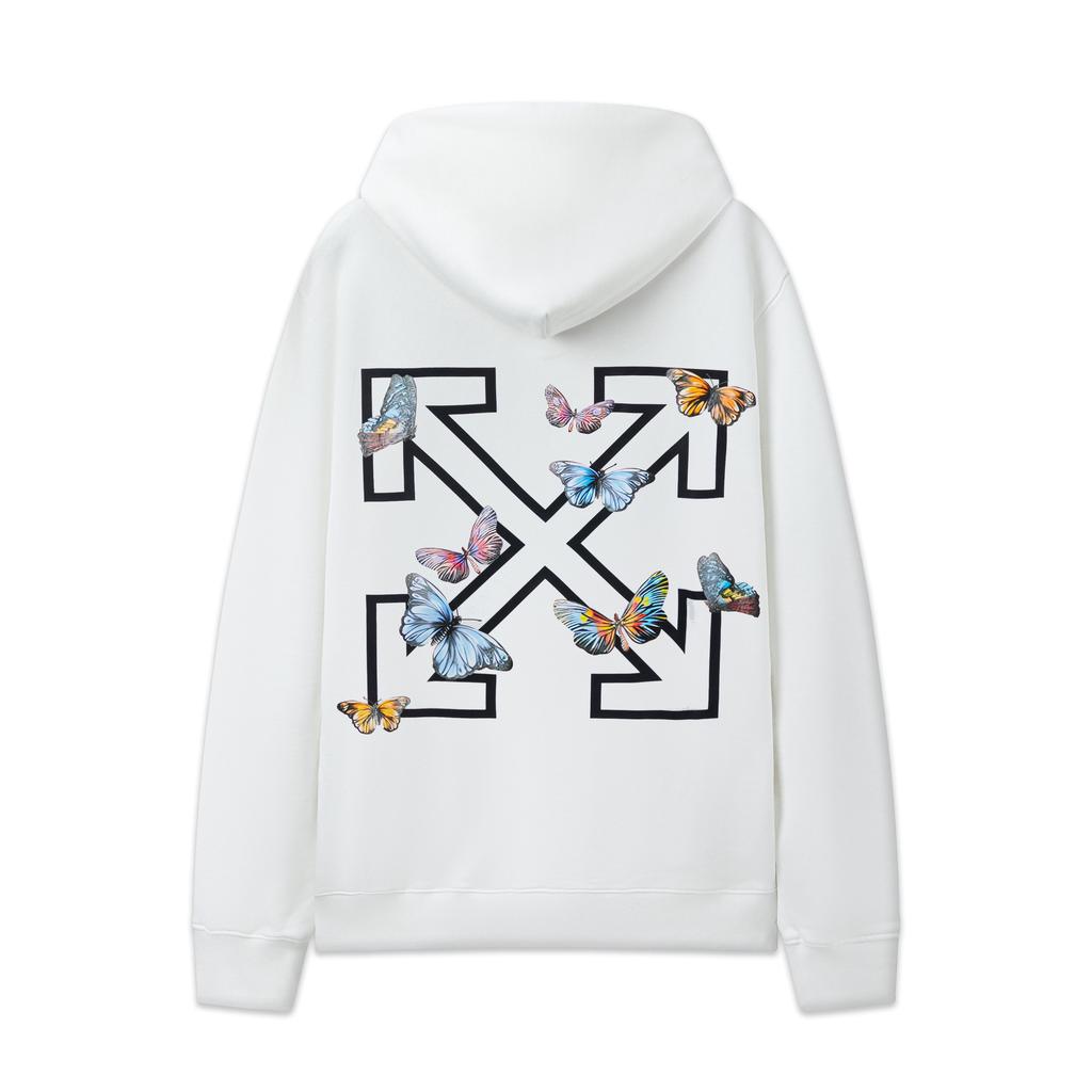 9099 Off-White 2026 Autumn and Winter New OW Butterfly Letter Arrow Pattern Men's and Women's Hooded Sweatshirt