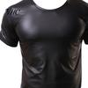 Men Sexy T-shirt Short Sleeve Elastic Faux Night Club Tops Leather Undershirt Muscle for Party