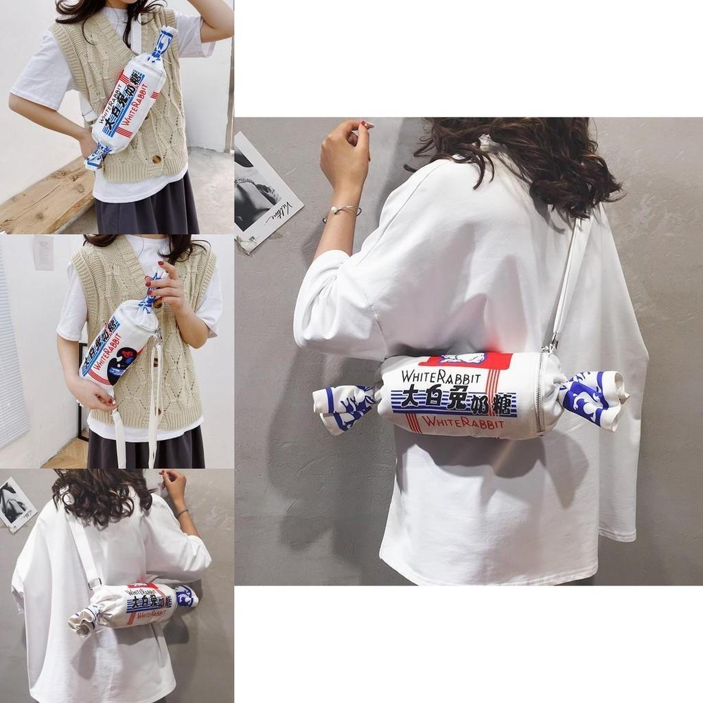Cute Cartoon Canvas Shoulder Bag For Girls White Bunny Design