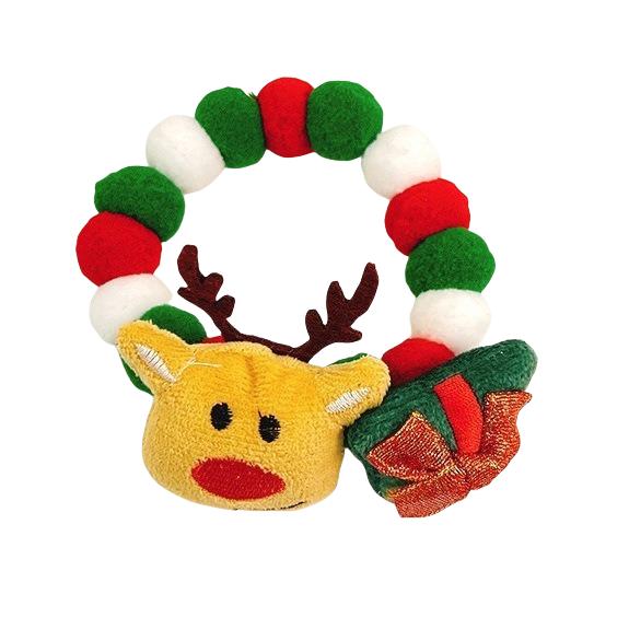 Pet Cat Fur Ball Collar Hat Elk Tie Gift Dog Decoration Small Medium-sized Dog Collar Elasticity Holiday Decoration Christmas