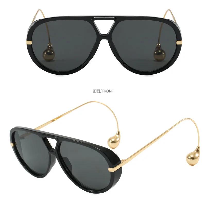 Luxury Brand Designer Oversized Pilot Sunglasses Women For Men Popular Vintage Sun Glasses Punk Double Bridge Shade UV400