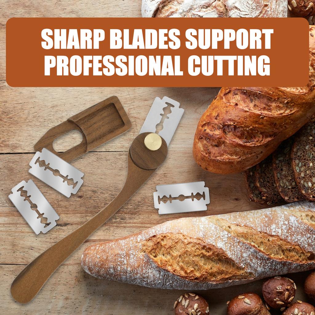 Dough Bread Pastry Cutter with Blades Toast Baguette Bread Knife Wooden Handle Bakers Kitchen Baking Accessory Pastry Spatulas