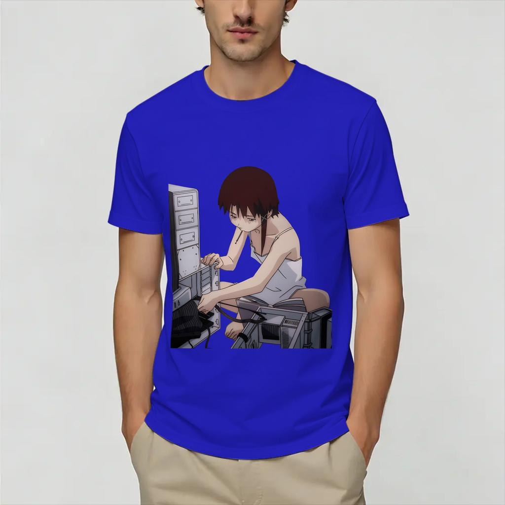 Serial ExperiUnisexts Lain T Shirt Beach Pure Cotton TShirts For Unisex Hip Hop Casual Tee Shirt Short Sleeves Vintage Top Tees
