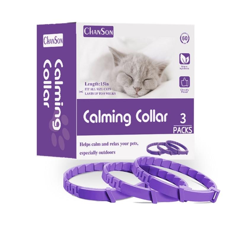 Pet Calming Collar Cat Pheromone Collar Waterproof Calming Collar for Aggressive Dog Kitten Bad Emotion Soothing 3Pack