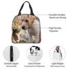 Adorable Dog Puppy And Kitten Friends Insulated Lunch Bag for Office Cooler Thermal Food Box Tote Portable Lunch Boxes Container