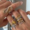 European & American Double Layer Stainless Steel Ring - High-End Two-Tone Titanium Exaggerated Open Line Jewelry