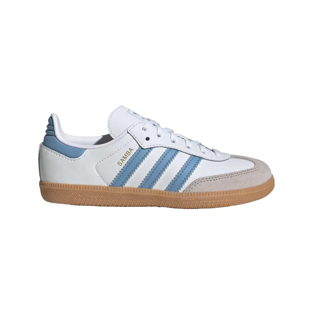 Adidas Originals Samba Og Leather Comfortable Soft Versatile Fashion Low-Top Kids Sneakers Kids Sneakers Cloud-White Gray Blue JQ2828