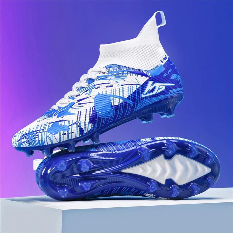 Football shoes men's high-top spikes grass game training shoes young students football shoes hair