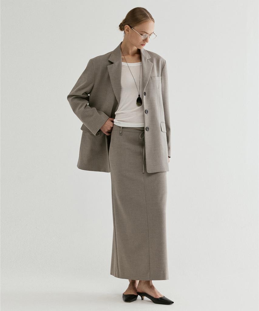 From Wear Belted Straight Maxi Skirt Gray
