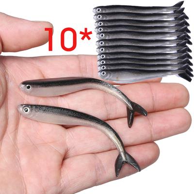 10 unids/bolsa cebo blando de pesca 7,5 cm Wobbler cebo Artificial olor a Camarón con sal goma señuelo para pesca de lubina Crankbait Swimbait señuelos