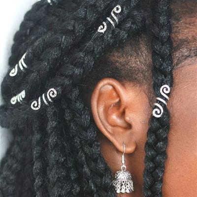 5 Stück silberne Wikinger-Spiral-Charms für Haargeflecht, Dreadbart, Dreadlock-Perlen, Clips, Manschetten, Vintage, exquisite Haarringe, Zubehör