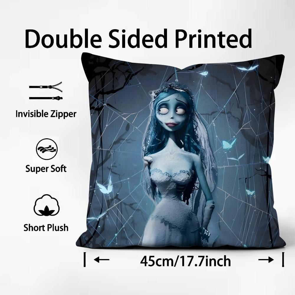 

CCorpse BrideE Movie Cushion Cover Plush Fabric Soft DoubleSided Printed Sofa Warm Winter Home Child Gift Pillow Case 30x30cm