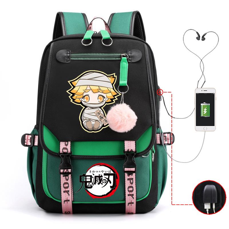 Ghost Annihilation Blade Grade 3-6 Junior High School Student High School Student School Bag Strap USB Multifunctional Backpack