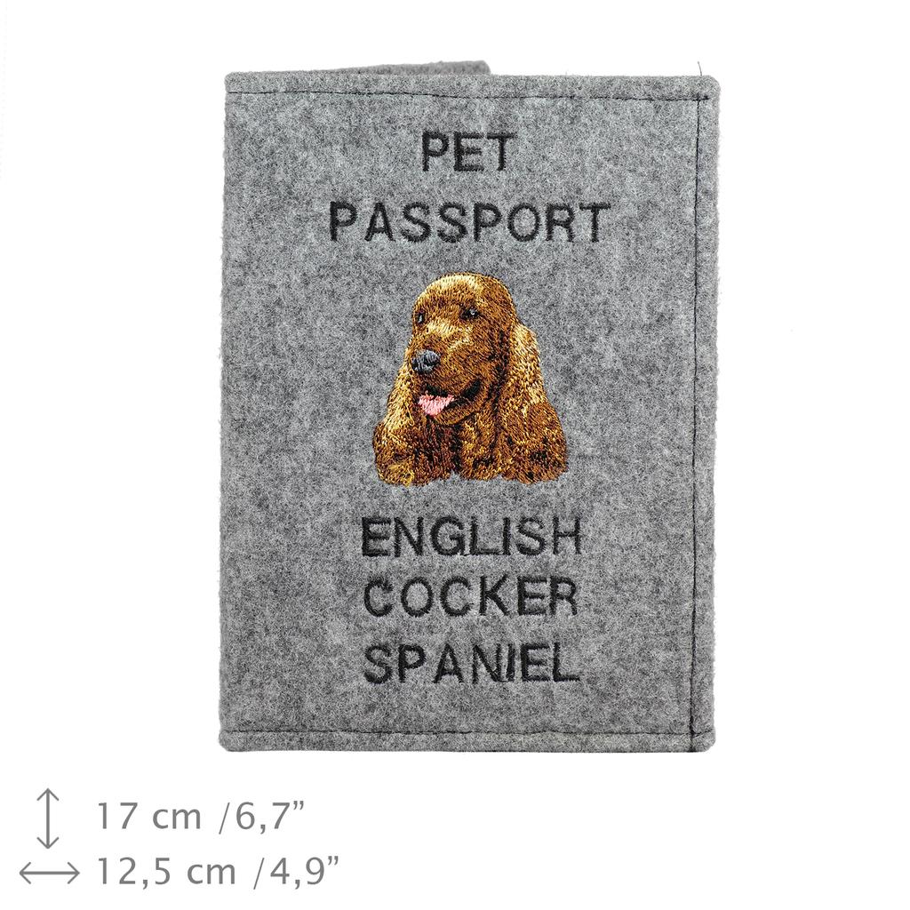 English Cocker Spaniel - Dog passport case, document case, gift for the traveller from the Art-Dog brand