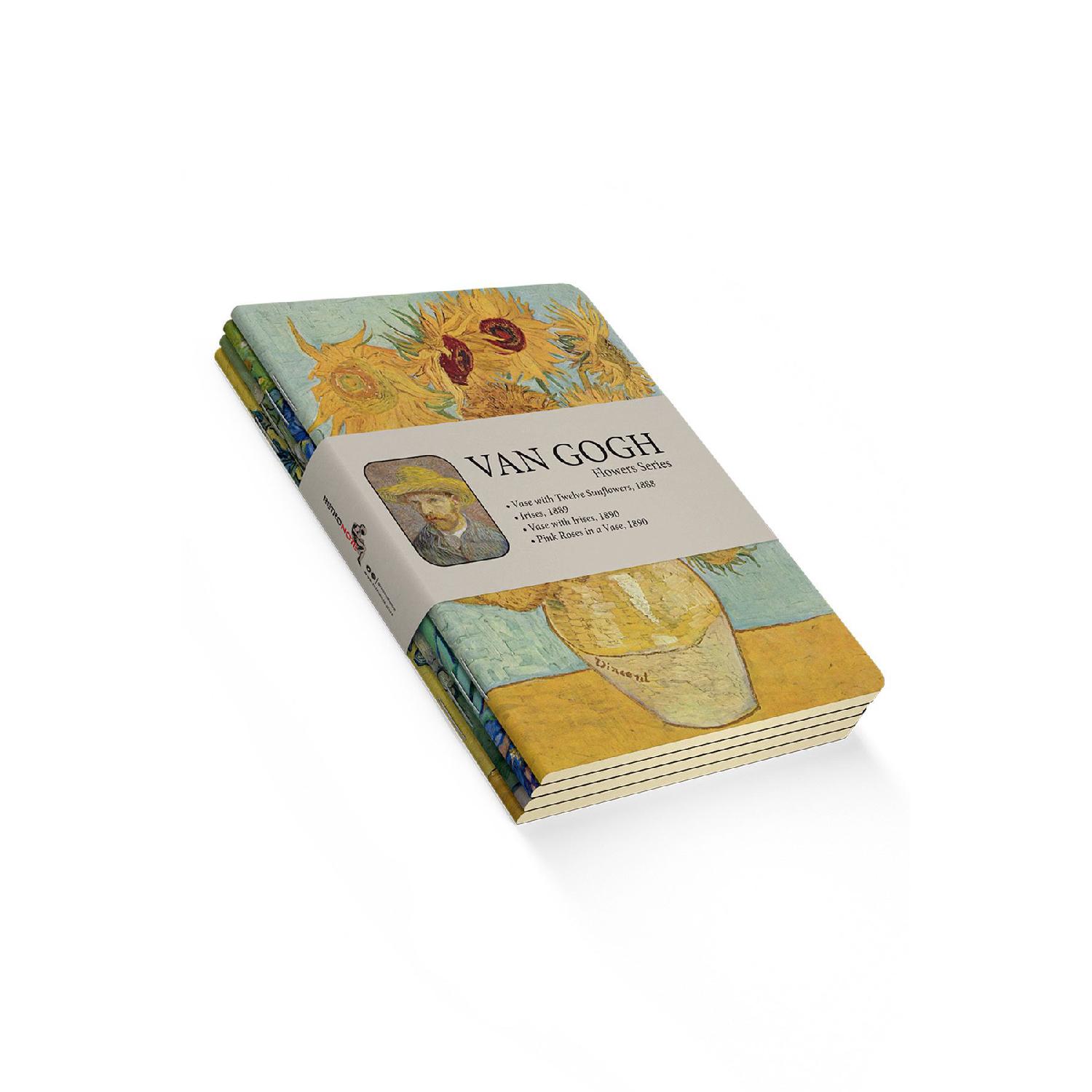 

Van Gogh Notebook Set Of 4 3 - Flowers Series - Unlined - 64 Pages - 14x21 Cm чистый
