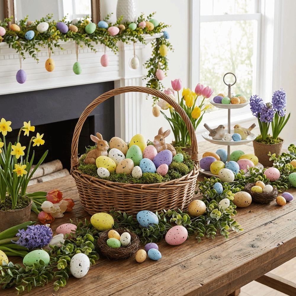 200Pcs Colorful Foam Easter Eggs Basket Stuff Easter Hanging Egg Children Activity