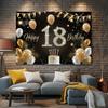 1 pair, 2D flat, 18th birthday party banner - elegant polyester background, suitable for home décor, room wall decoration, wsj
