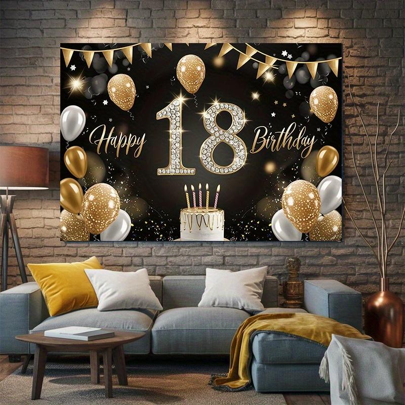 1 pair, 2D flat, 18th birthday party banner - elegant polyester background, suitable for home décor, room wall decoration, wsj