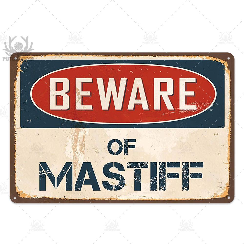 Putuo Decor Beware Vintage Tin Sign Funny Warning Danger Plaque Metal Wall Poster Painting for Room House Shop Bar Man Cave