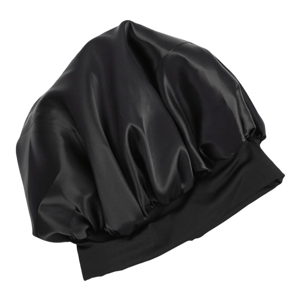 Sleep Bonnet Adjustable Head Wrap Anti Slip Double Layer Hair Bonnet for Long Curly Braided Hair Black with Black Lining