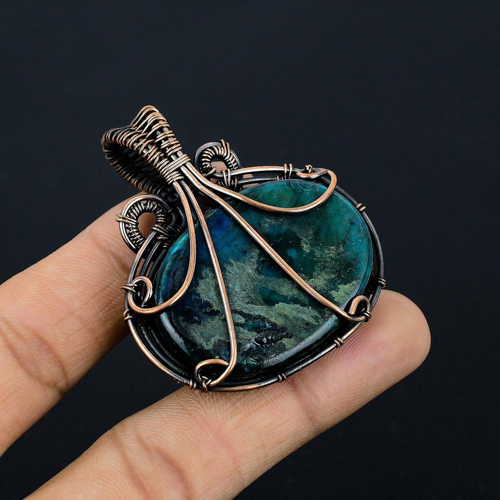 Blue Flash Labradorite Handmade Pendant, Natural Gemstone Jewelry, 999 Copper Wire Wrapped Pendant Jewelry, For Gift