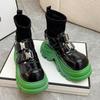 Metal Buckle Booties 2025 Autumn Winter New Platform British Wind Platform Block Heel Skinny Boots