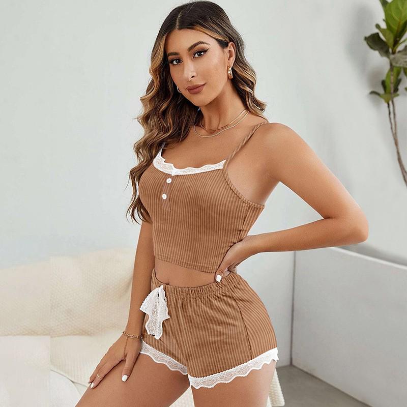 European & American Lace Trim Camisole Shorts Set: Sexy, Fun Pajamas & Outerwear