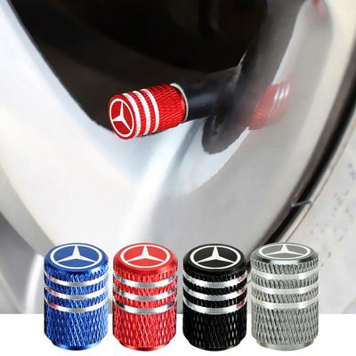 FA01Aluminum Alloy Car Wheel Tire Valve Caps Tyre Rim Stem Covers Airdust for Mercedes Benz AMG W203 W204 Interior Mouldings LWK-X3